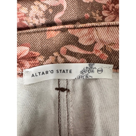 Altar State Womens XXS Brown Pink Floral Wide Leg Jeans - Picture 11 of 14